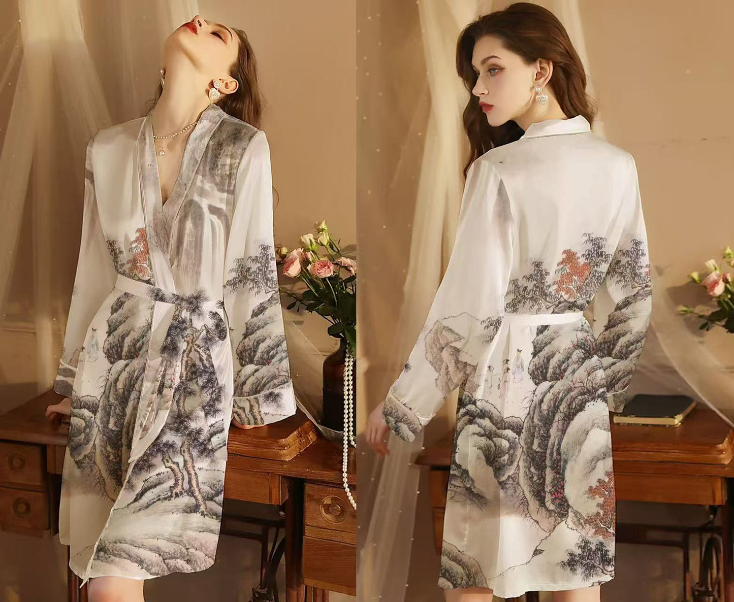 CELESTIAL VALLEY SILK SHORT ROBE